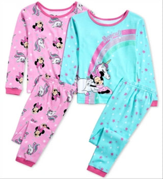 Ame Little & Big Girl's 4 Pc Cotton Minnie Mouse Pajama Set Green Size 6