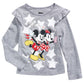 Camiseta infantil Mickey e Minnie patinando para meninas da Disney, tamanho 5, cinza
