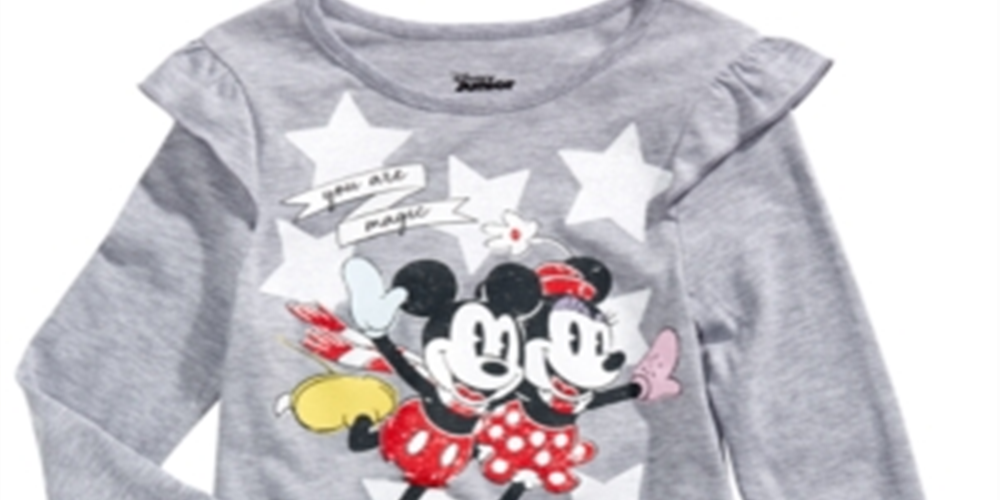 Camiseta infantil Mickey e Minnie patinando para meninas da Disney, tamanho 5, cinza