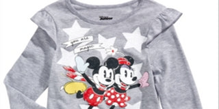Camiseta infantil Mickey e Minnie patinando para meninas da Disney, tamanho 5, cinza