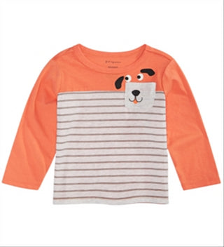 Camiseta com bolso estampado de cachorro First Impressions Baby Boy Laranja Tamanho 12MOS