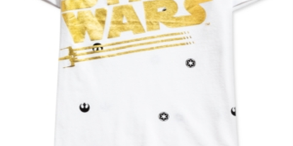 Camiseta infantil Star Wars com logotipo metálico para meninos, branca, tamanho 4
