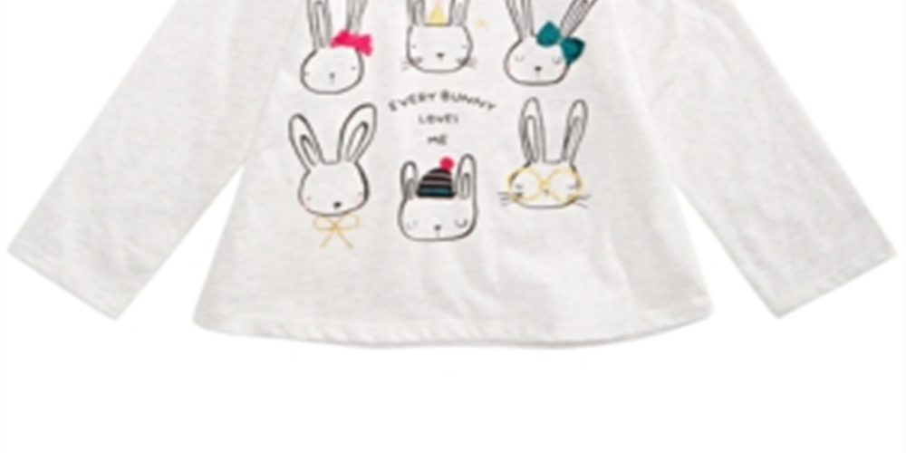 Camiseta infantil estampada com coelhinhos First Impressions para meninas, tamanho 4T