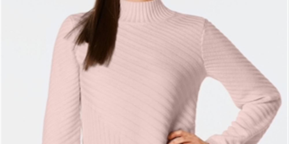 Suéter feminino Charter Club com gola falsa e pontos mistos, rosa, tamanho médio