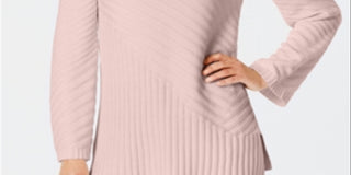 Suéter feminino Charter Club com gola falsa e pontos mistos, rosa, tamanho médio