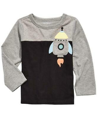 Camiseta infantil de manga comprida com estampa de foguete para meninos First Impressions, preta, tamanho 3T
