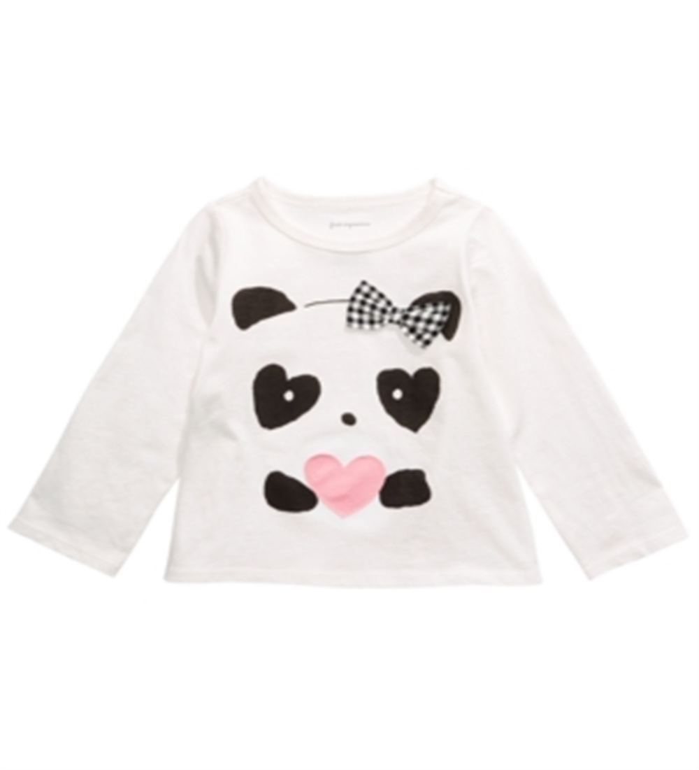 Camiseta infantil First Impressions Baby Girl Panda Hearts, branca, tamanho 24 meses