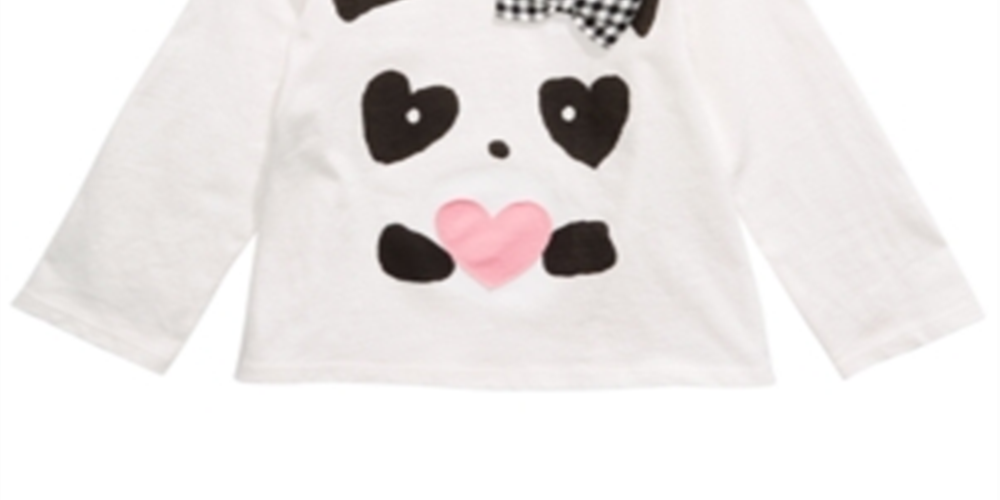 Camiseta infantil First Impressions Baby Girl Panda Hearts, branca, tamanho 24 meses