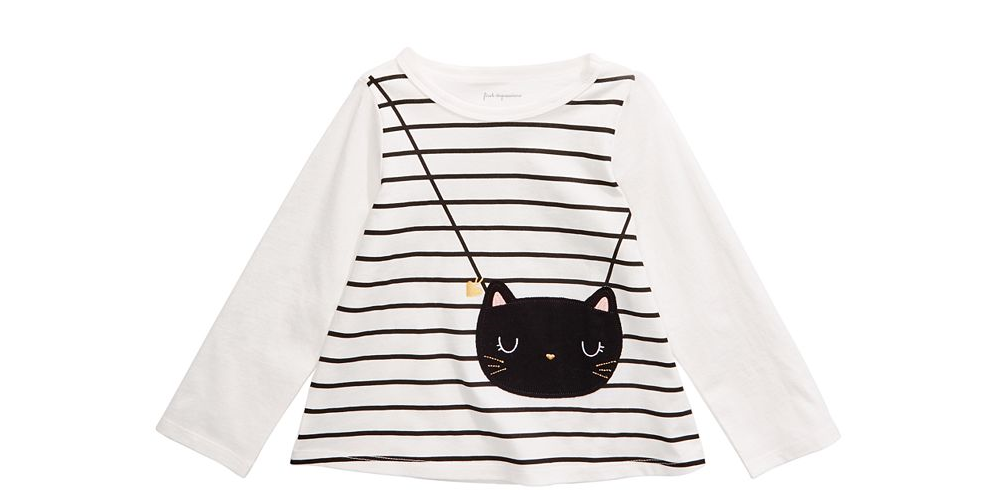Camiseta com bolsa de algodão para bebê First Impressions Baby Girl, tamanho 12 meses, branca