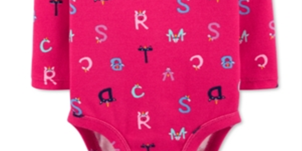 Body colecionável Carter's Baby Girl's Alphabet Rosa Tamanho 3 Meses