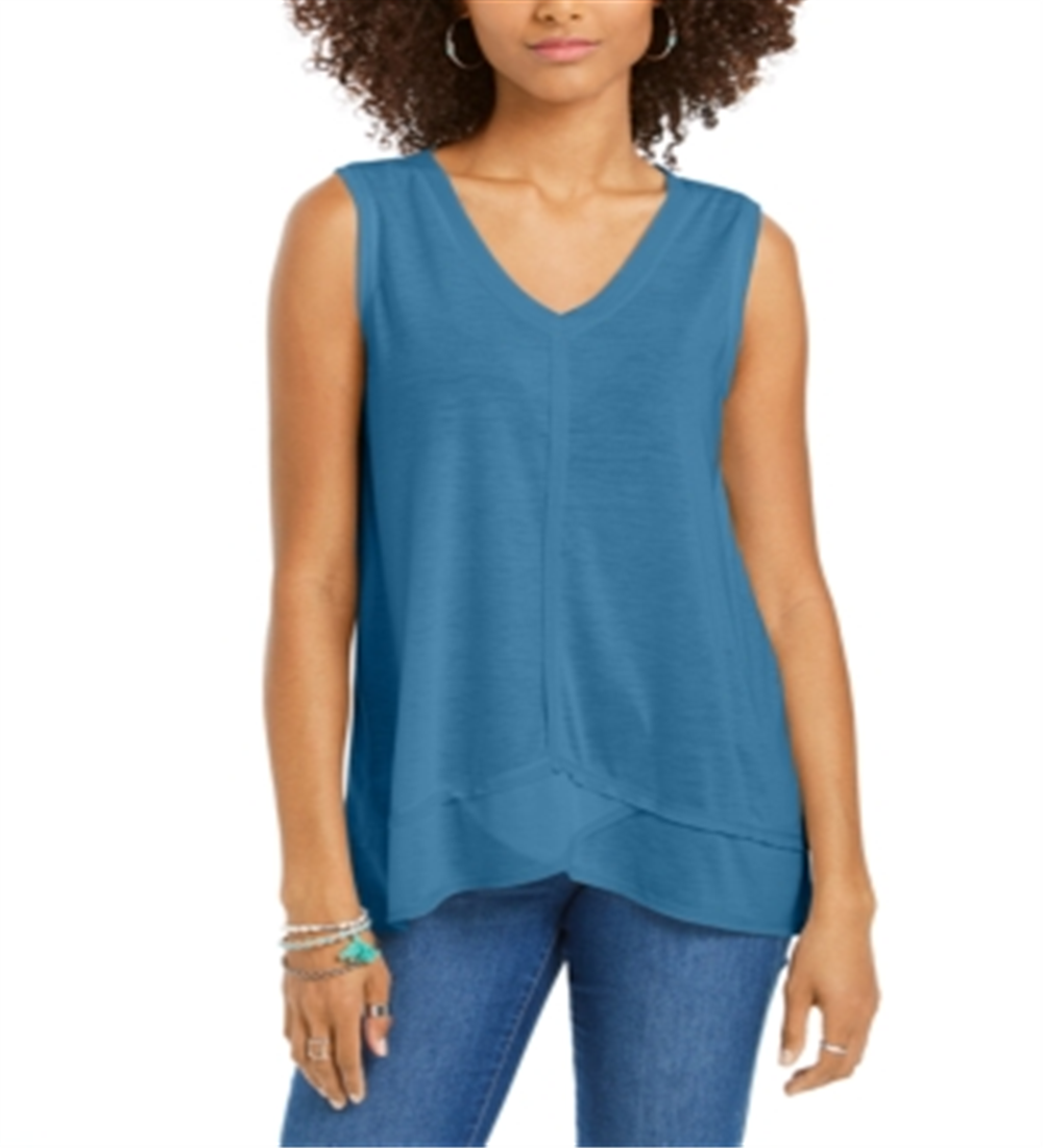 Regata feminina estilo &amp; co, azul, tamanho P