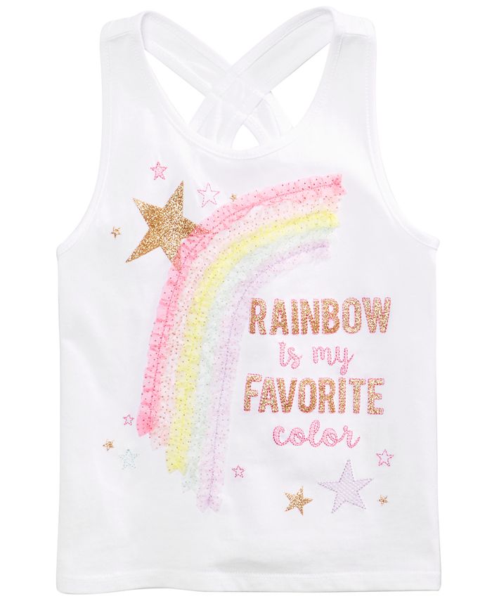 Camiseta regata com estampa de arco-íris para meninas Epic Threads, branca, tamanho 2T