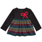 Camiseta túnica listrada com apliques de laço First Impressions para bebê menina, preta, tamanho 3-6 meses