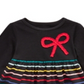 Camiseta túnica listrada com apliques de laço First Impressions para bebê menina, preta, tamanho 3-6 meses
