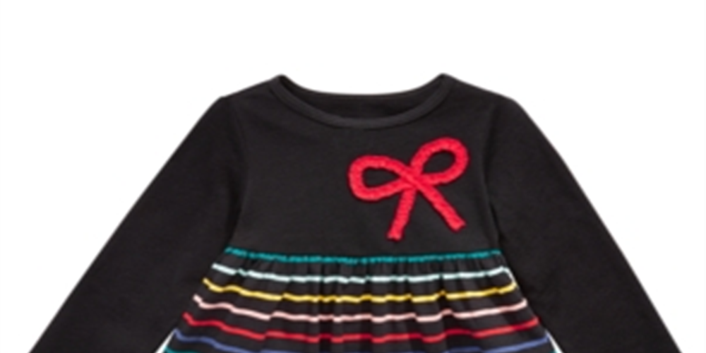 Camiseta túnica listrada com apliques de laço First Impressions para bebê menina, preta, tamanho 3-6 meses