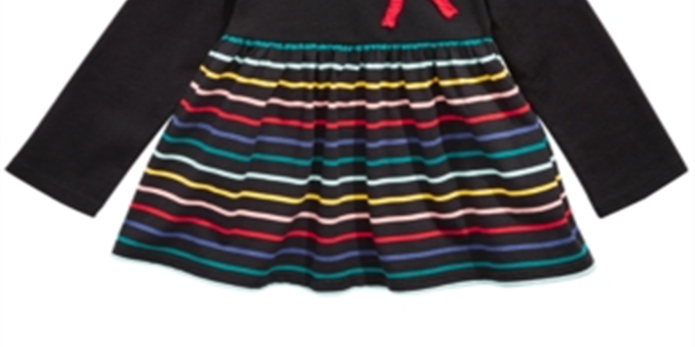 Camiseta túnica listrada com apliques de laço First Impressions para bebê menina, preta, tamanho 3-6 meses