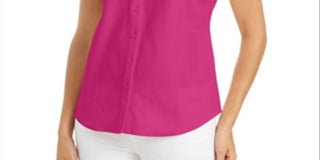 Camisa feminina sem mangas Charter Club Cotton Piquet Rosa Tamanho 6