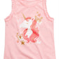 Regata com estampa de unicórnio e babados para meninas Epic Threads - Rosa, tamanho 3