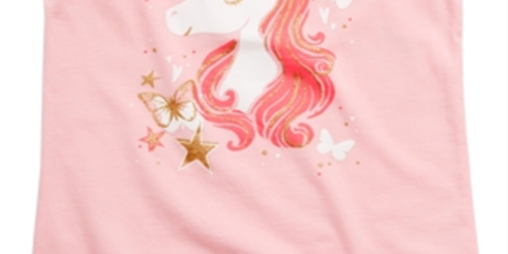 Regata com estampa de unicórnio e babados para meninas Epic Threads - Rosa, tamanho 3