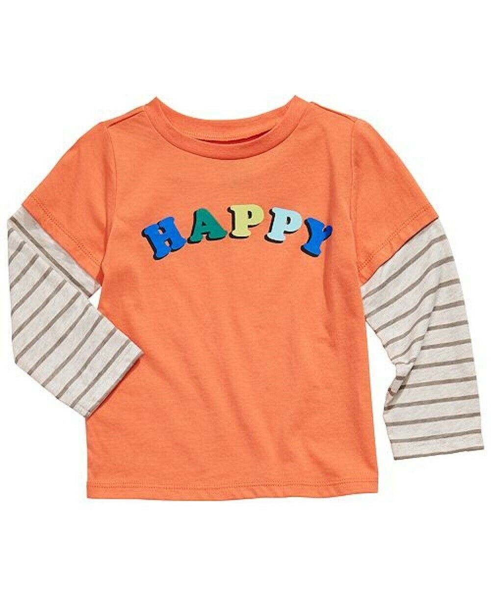 Camiseta infantil infantil First Impressions Happy Layered Look Laranja Tamanho 24 MOS