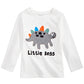Camiseta infantil de algodão com estampa de dinossauro Little Boss para meninos, tamanho 4T