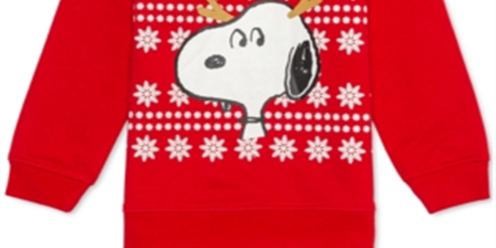 Moletom infantil Peanuts Little Boy's Snoopy Reindeer Holiday, vermelho, tamanho 5