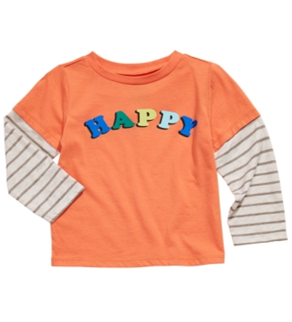 Camiseta infantil estampada em camadas First Impressions para meninos, laranja, tamanho 2T