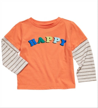Camiseta infantil estampada em camadas First Impressions para meninos, laranja, tamanho 2T