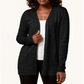 Karen Scott Cardigan de malha Pointelle feminino, preto, tamanho pequeno