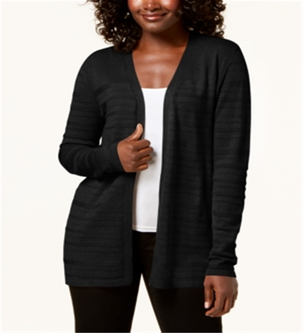 Karen Scott Cardigan de malha Pointelle feminino, preto, tamanho pequeno