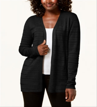 Karen Scott Cardigan de malha Pointelle feminino, preto, tamanho pequeno