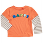 Camiseta infantil com estampa alegre e em camadas First Impressions para meninos, tamanho 4T, laranja