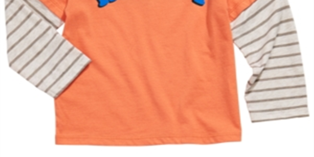 Camiseta infantil com estampa alegre e em camadas First Impressions para meninos, tamanho 4T, laranja