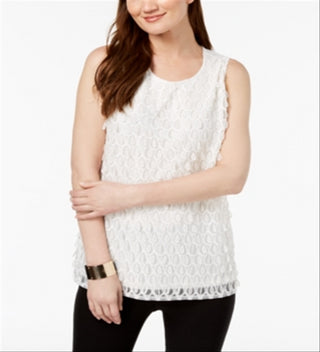 Blusa feminina Alfani com frente bordada, branca, tamanho pequeno médio