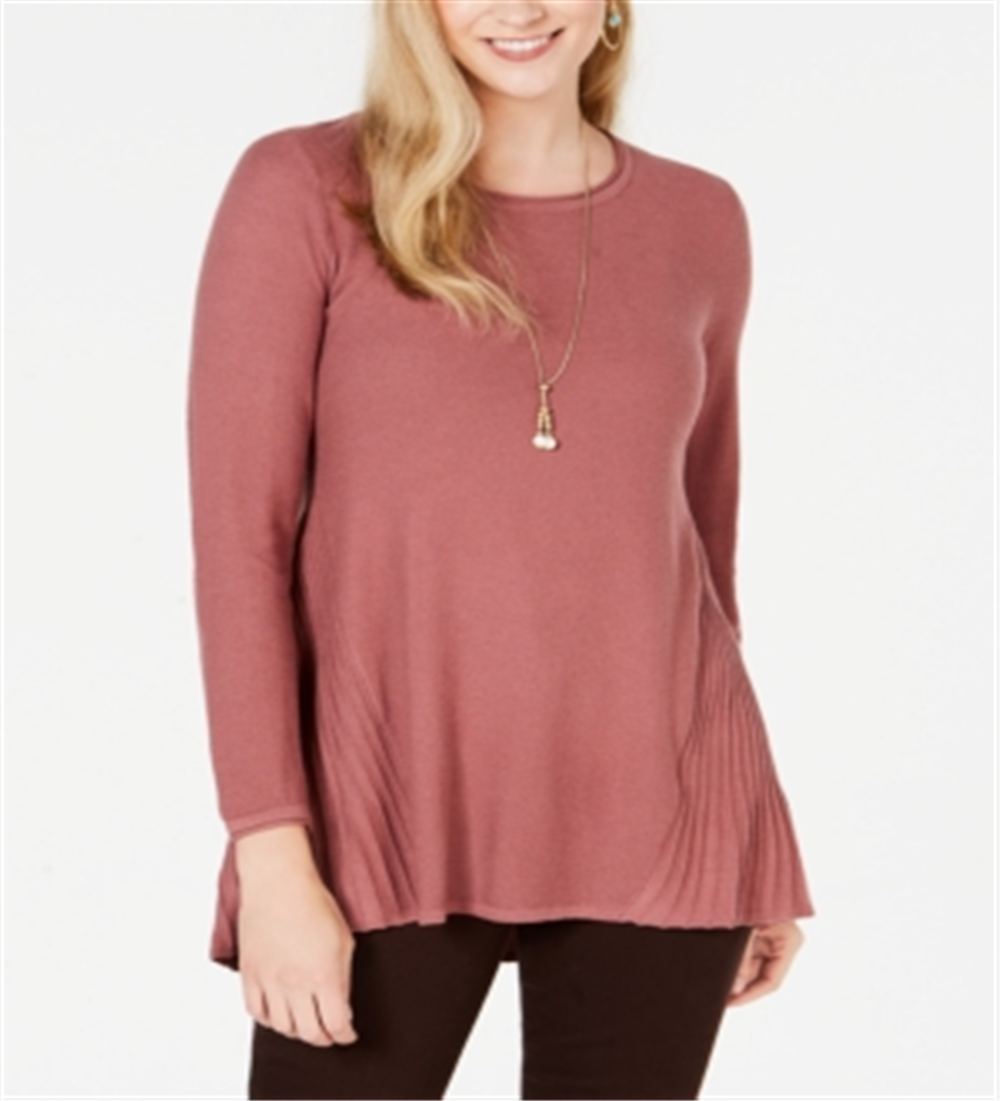 Suéter plissado alto e baixo feminino Style &amp; Co, marrom, tamanho pequeno P