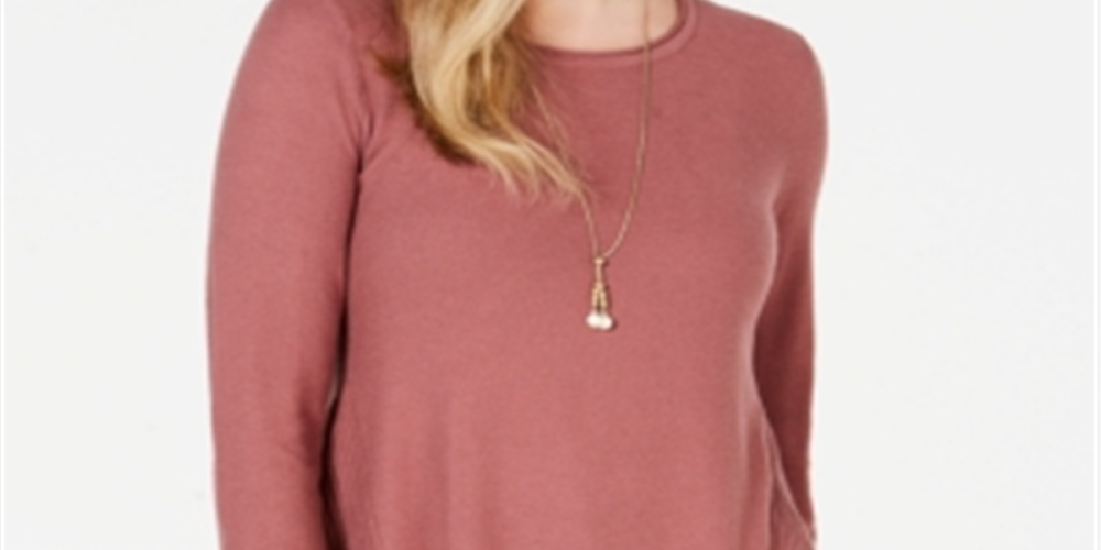 Suéter plissado alto e baixo feminino Style &amp; Co, marrom, tamanho pequeno P