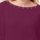 Karen Scott Blusa Feminina de Algodão com Decote Canoa e Tachas Roxa Tamanho XS