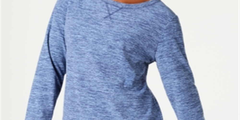 Karen Scott Sport Space Dye Microfleece Top Feminino Azul Tamanho X-S
