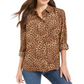 Blusa feminina com estampa animal Charter Club, marrom, tamanho extragrande