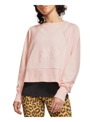 Camiseta curta de treino Nike Dri-FIT Fleece feminina, rosa, tamanho pequeno