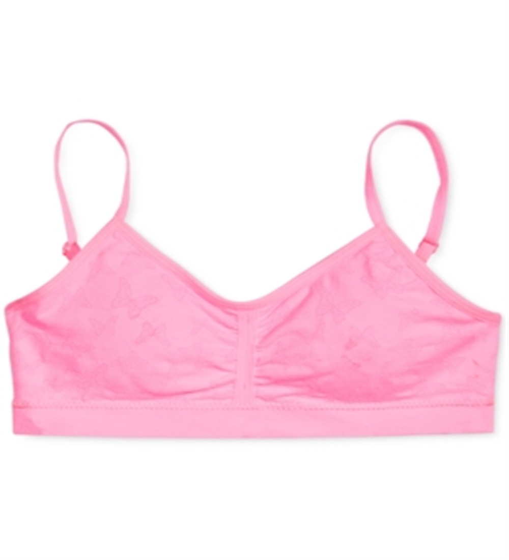 Maidenform Sutiã curto sem costura com estampa de borboleta e franzido para meninas pequenas e grandes, rosa, tamanho GG
