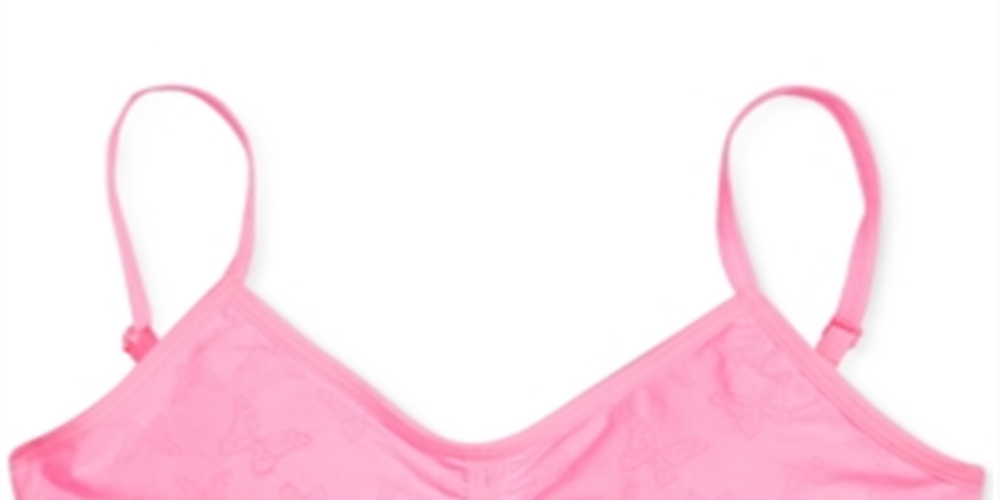 Maidenform Sutiã curto sem costura com estampa de borboleta e franzido para meninas pequenas e grandes, rosa, tamanho GG