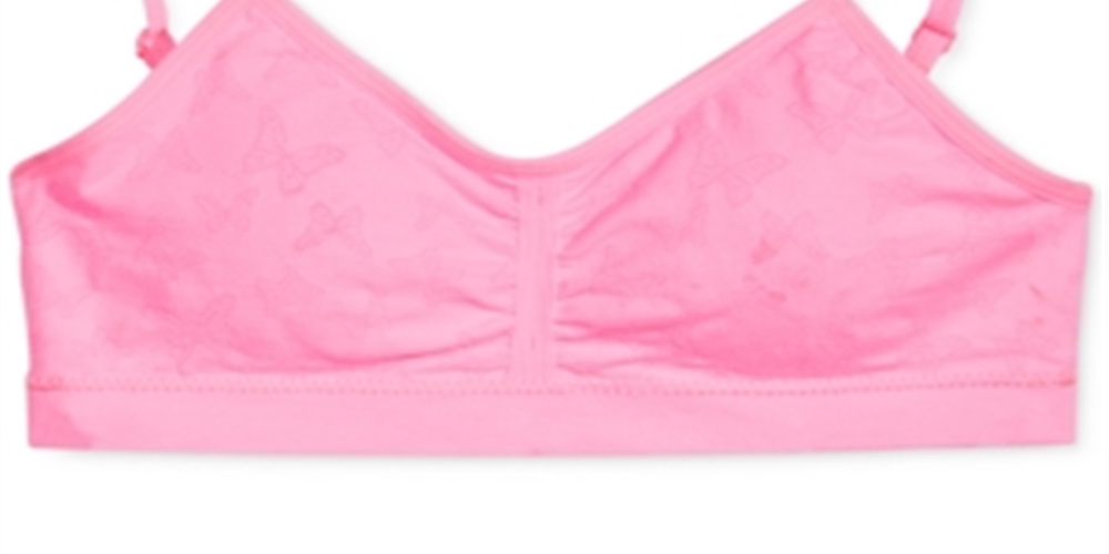 Maidenform Sutiã curto sem costura com estampa de borboleta e franzido para meninas pequenas e grandes, rosa, tamanho GG