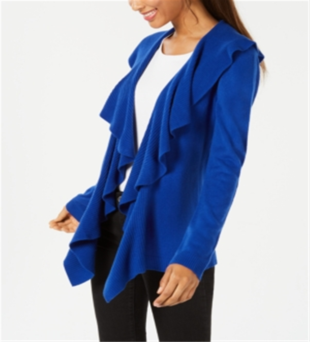 Karen Scott Cardigan Feminino com Babados Frontais Azul Tamanho XS
