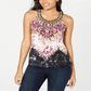 INC International Concepts Top Halter Feminino com Estampa Animal e Contas Preto Tamanho Pequeno P