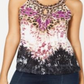 INC International Concepts Top Halter Feminino com Estampa Animal e Contas Preto Tamanho Pequeno P
