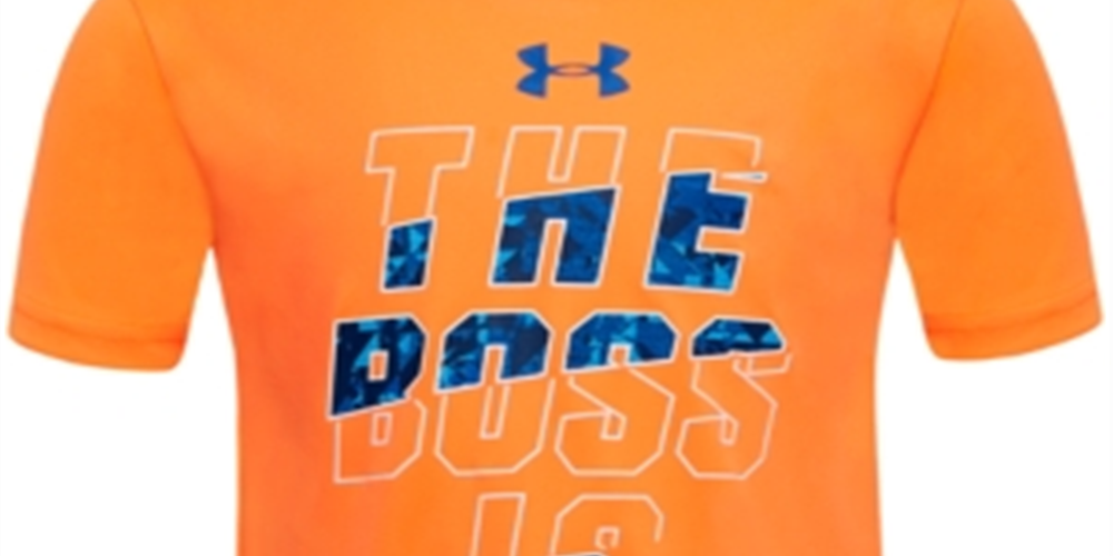 Camiseta estampada Boss para meninos da Under Armour, laranja, tamanho 4