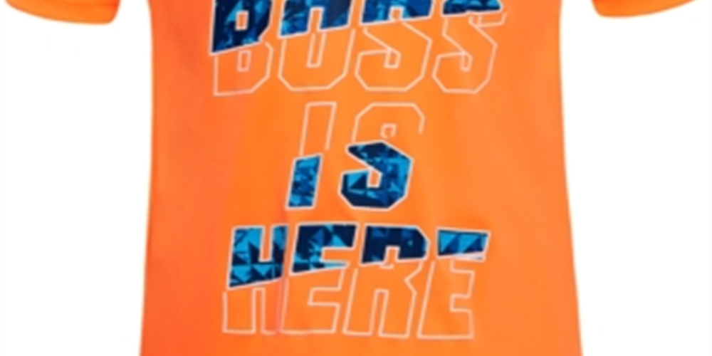 Camiseta estampada Boss para meninos da Under Armour, laranja, tamanho 4