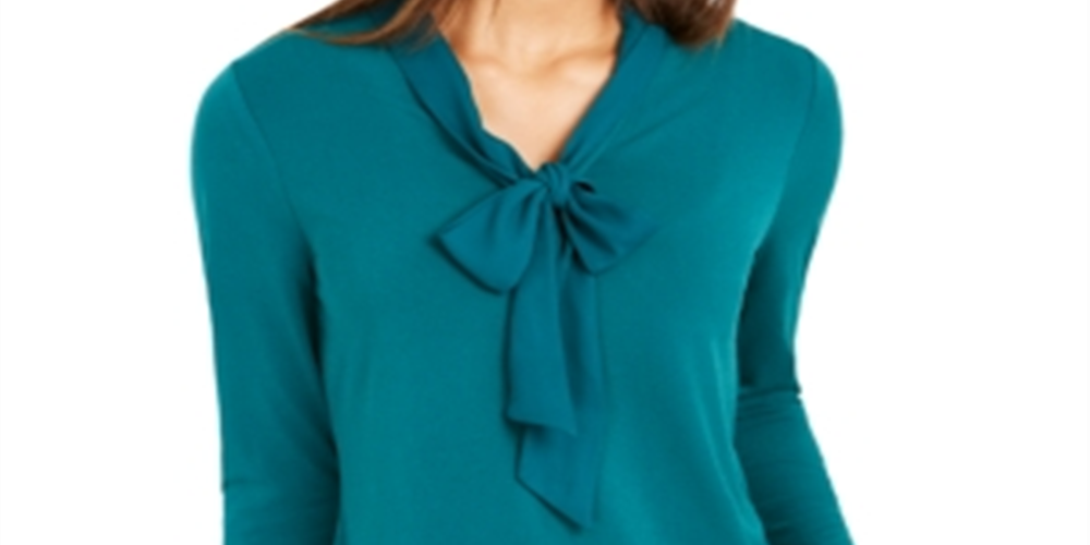 Charter Club Top feminino com amarração trançada, verde, tamanho XX-G