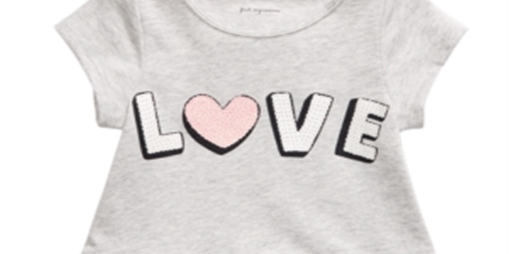 Camiseta infantil First Impressions Cotton Love Peplum para meninas, cinza, tamanho 2T